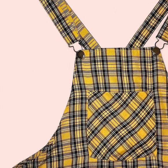 Yellow and black plaid overalls - Picture 2 of 4